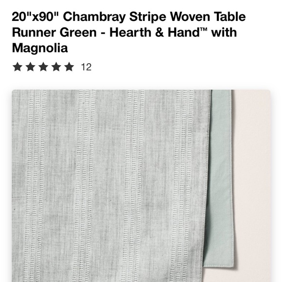 20"x90" Chambray Stripe Woven Table Runner Green - Hearth & Hand™ with Magnolia - Picture 4 of 4